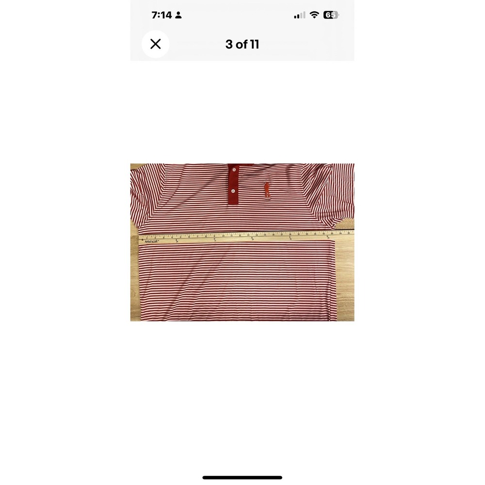 USAG You Suck At Golf Polo Shirt Men's‎ Large Performance Red White Stripe S/S - Picture 7 of 7